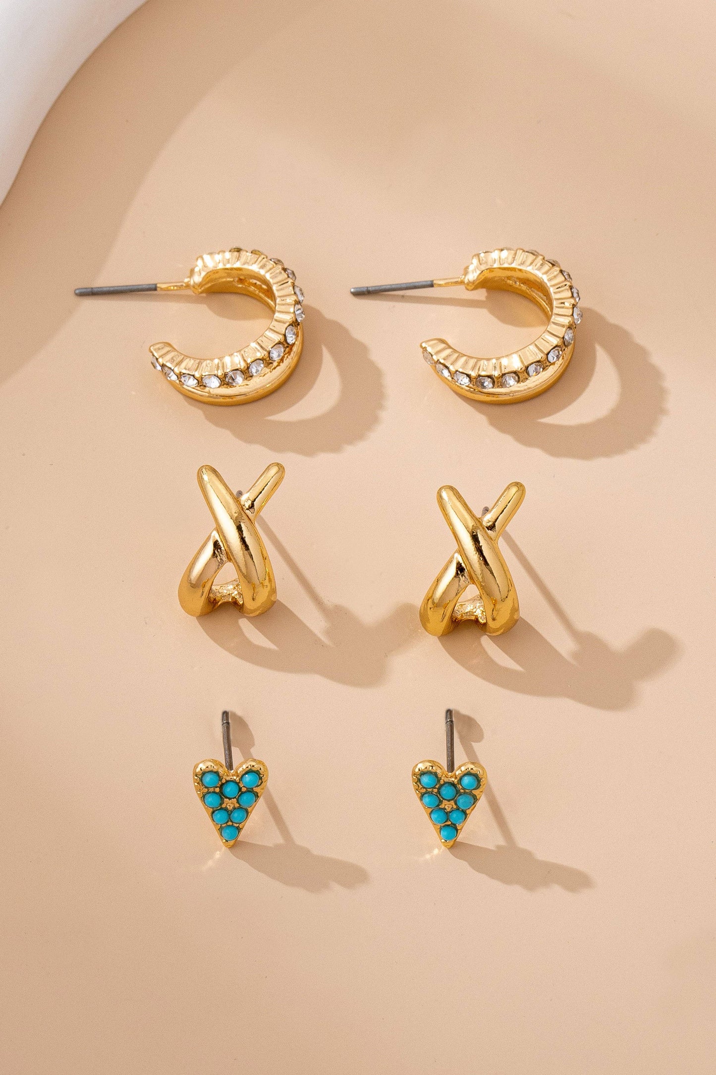 Turquoise & Crystal  Earring Set
