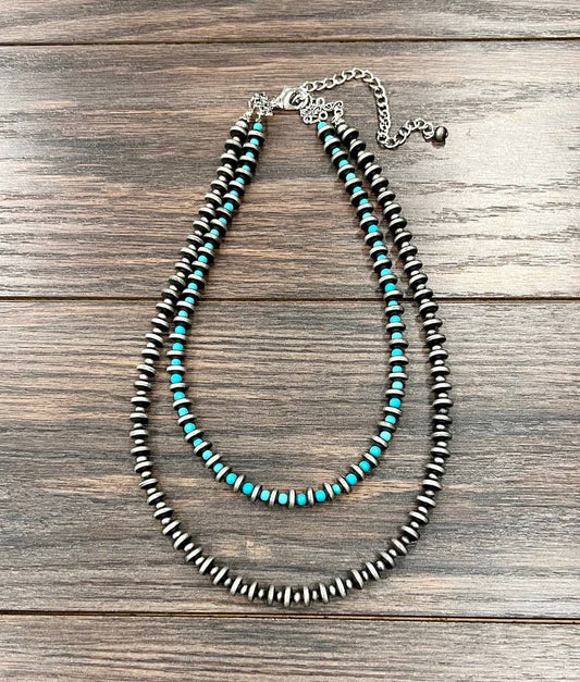 20" 2-strand Rondelel Navajo Bead Necklace