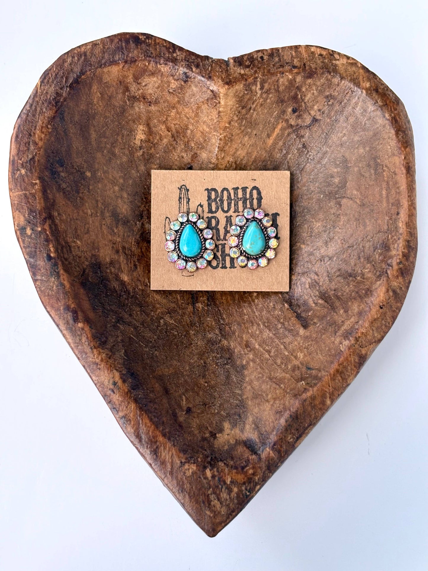Western Turquoise Stone Teardrop Stud Earrings