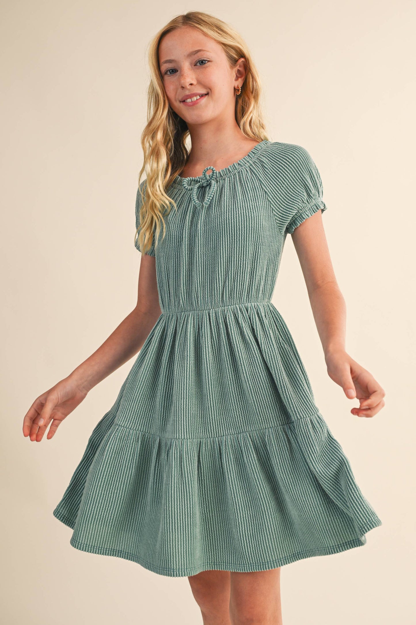 TWEEN  GIRLS PUFF TIERED DRESS