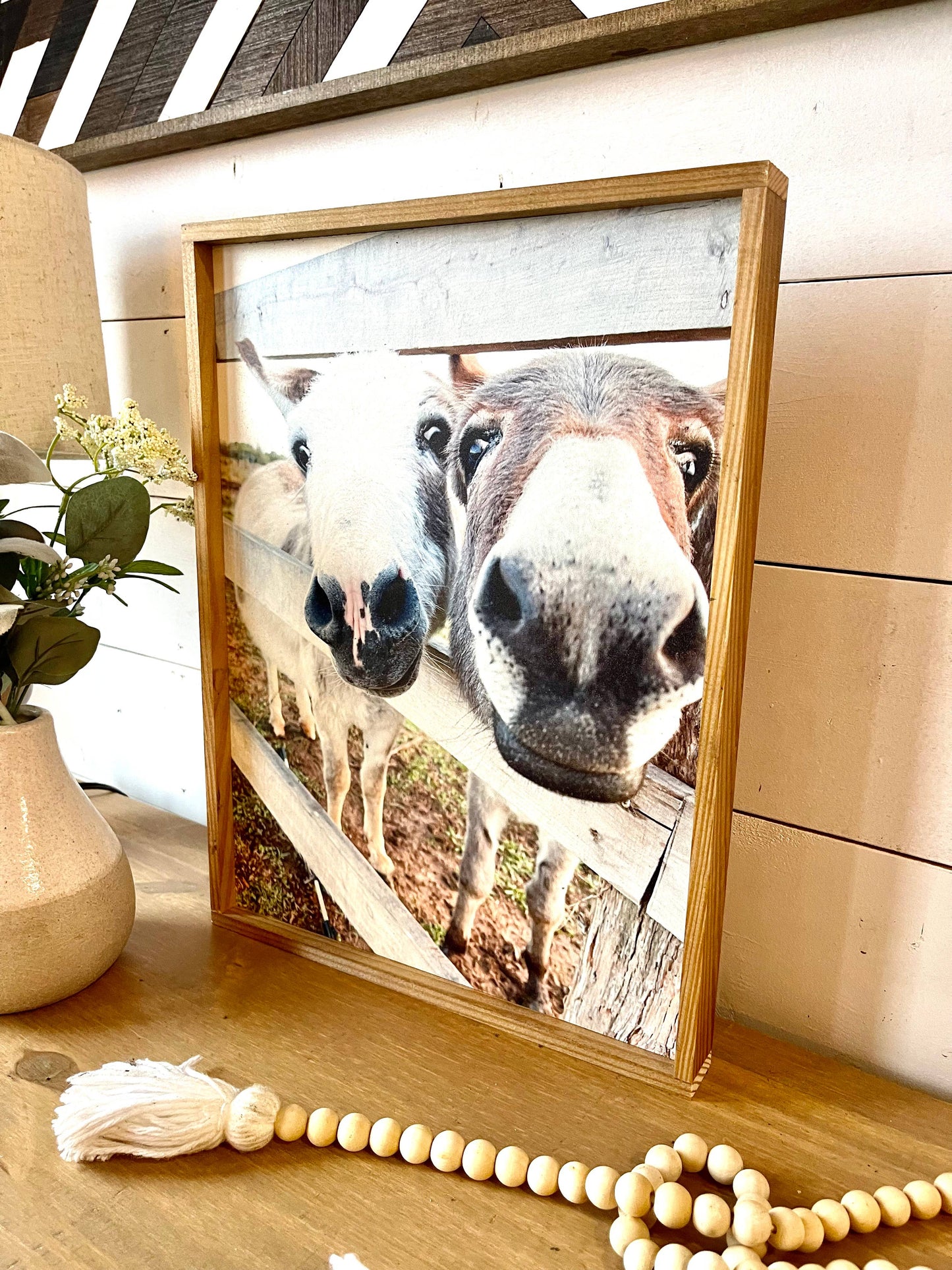 Mini Donkey Faces Long Ears Love Farm Animal wood sign