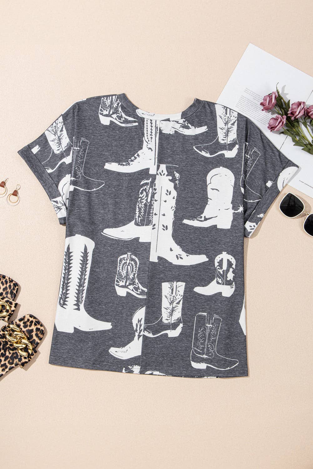 Western Boots Graphic Plus Size Casual Tee