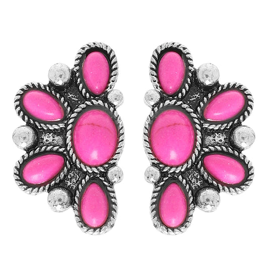 Western Semi Precious Stone Post Earrings
