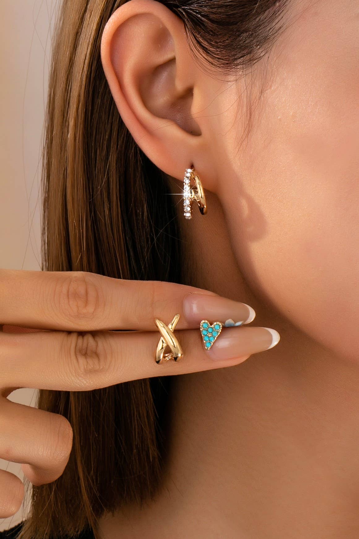 Turquoise & Crystal  Earring Set