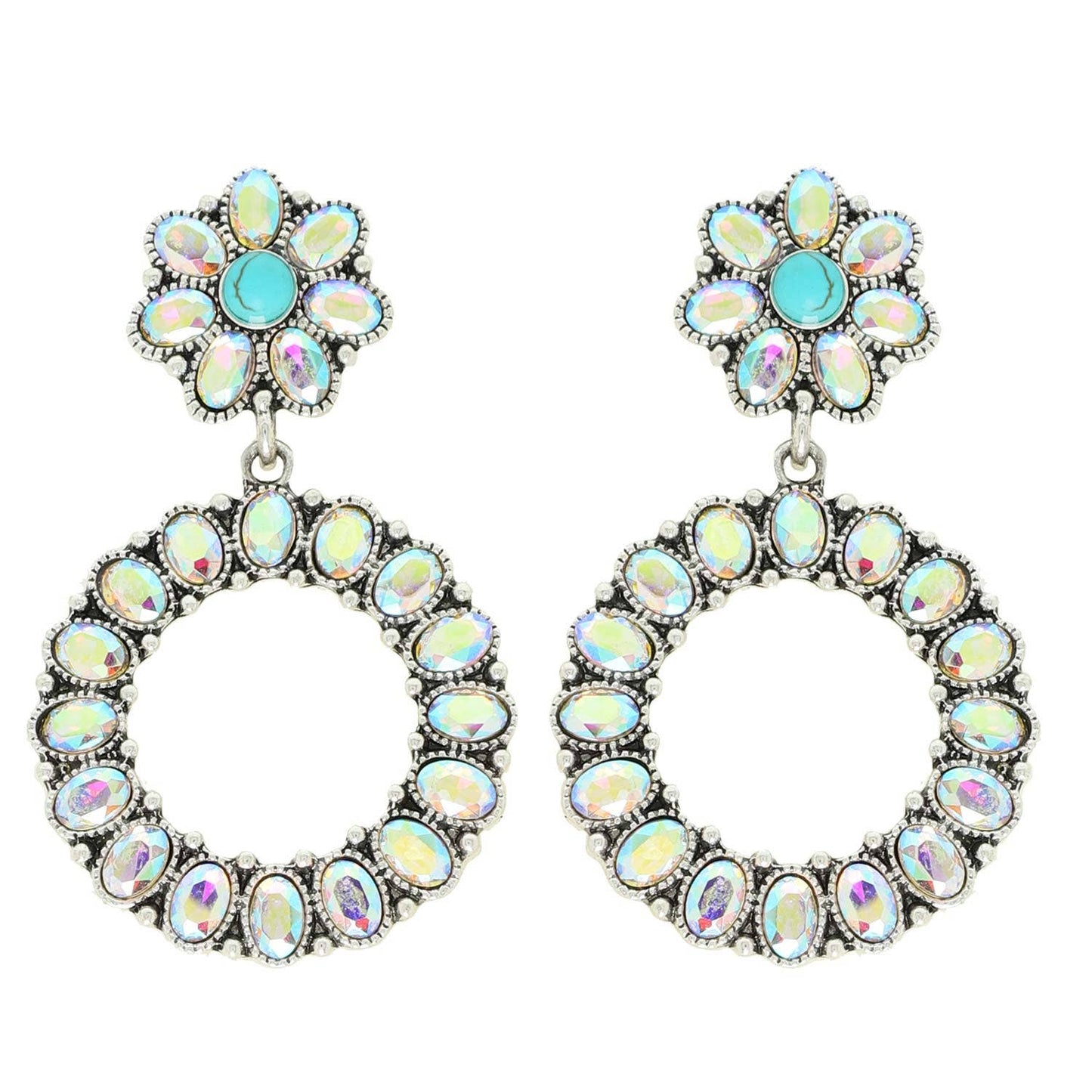 Western Open Circle Turquoise Gemstone Earrings