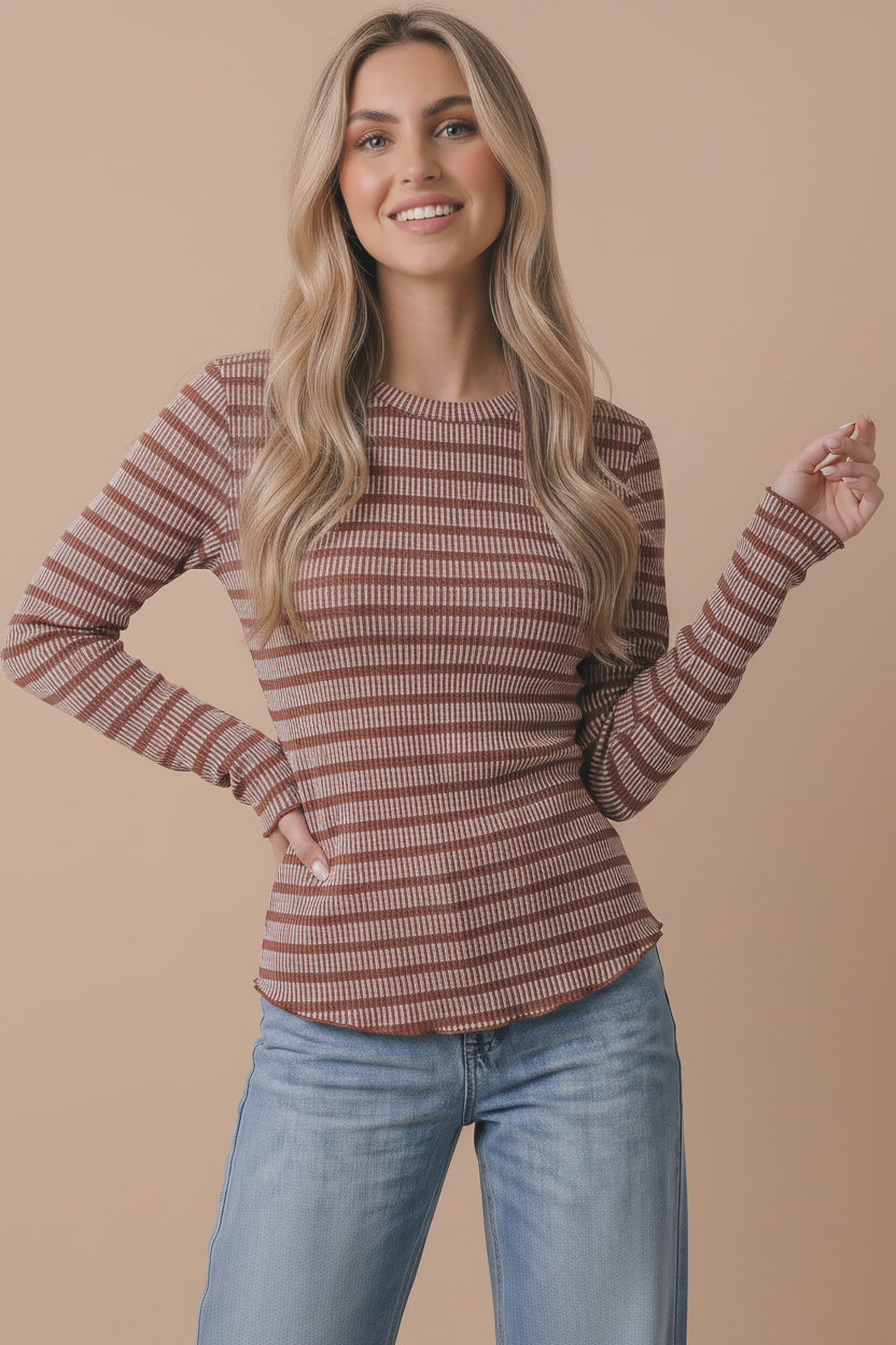 Striped Ribbed Knit Top