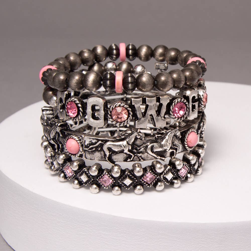 Mustang Theme Beaded Bracelet Set