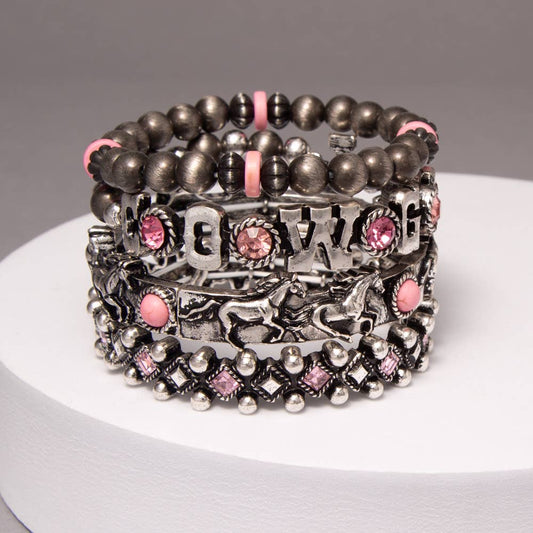 Mustang Theme Beaded Bracelet Set
