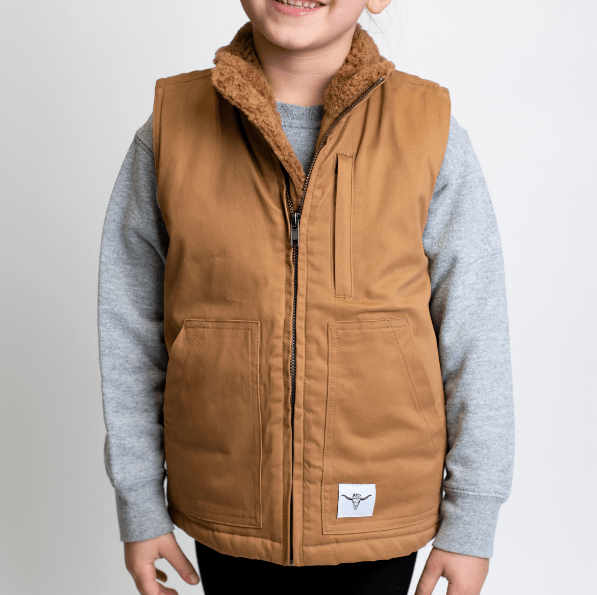 Child's Sherpa Lined Brown Vest