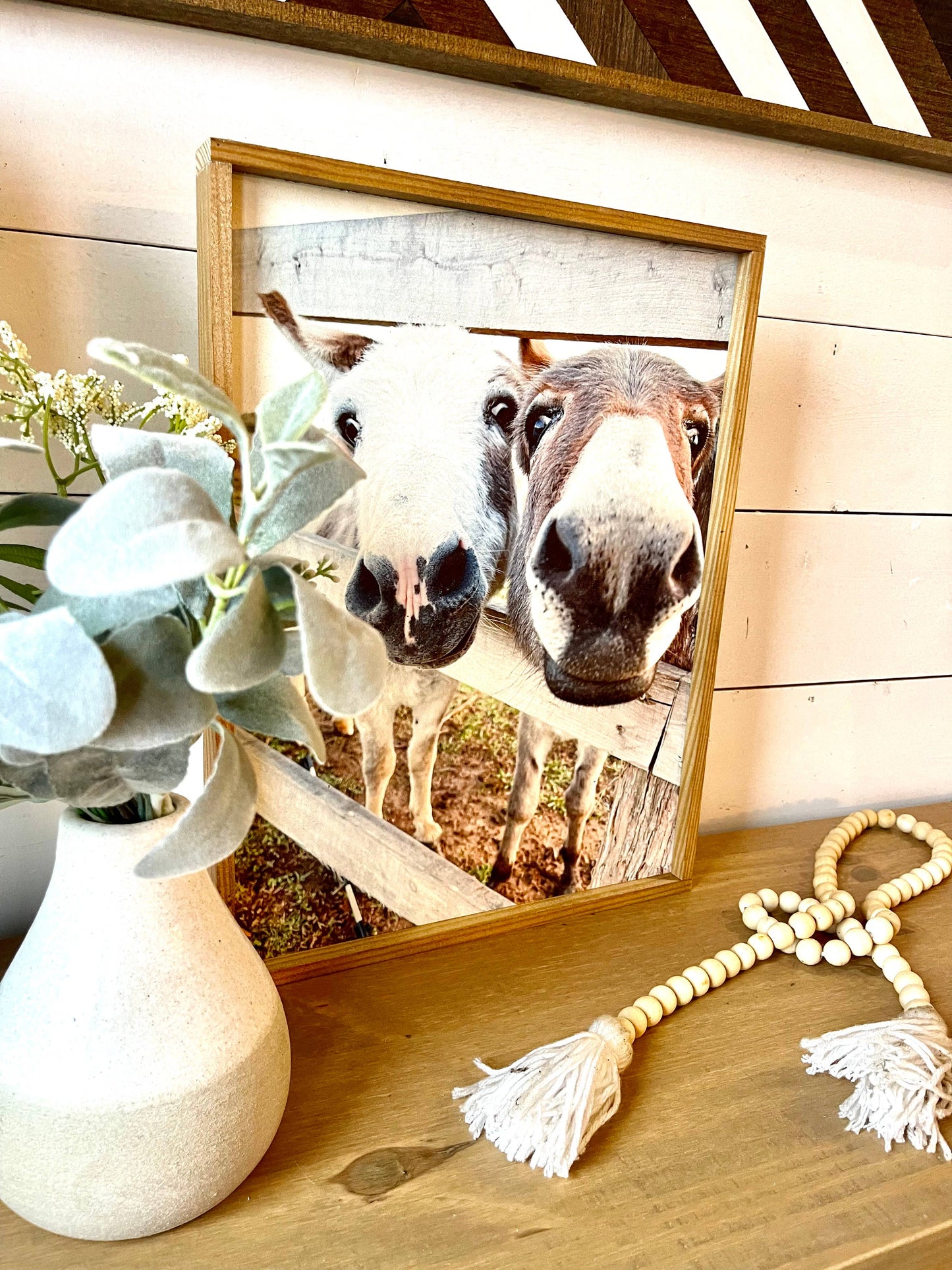 Mini Donkey Faces Long Ears Love Farm Animal wood sign