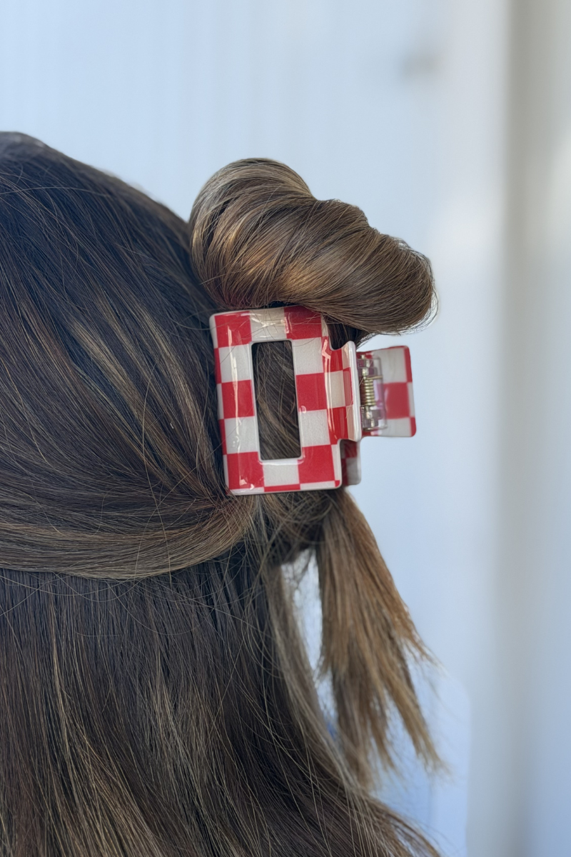 Mini Checked Red Clip