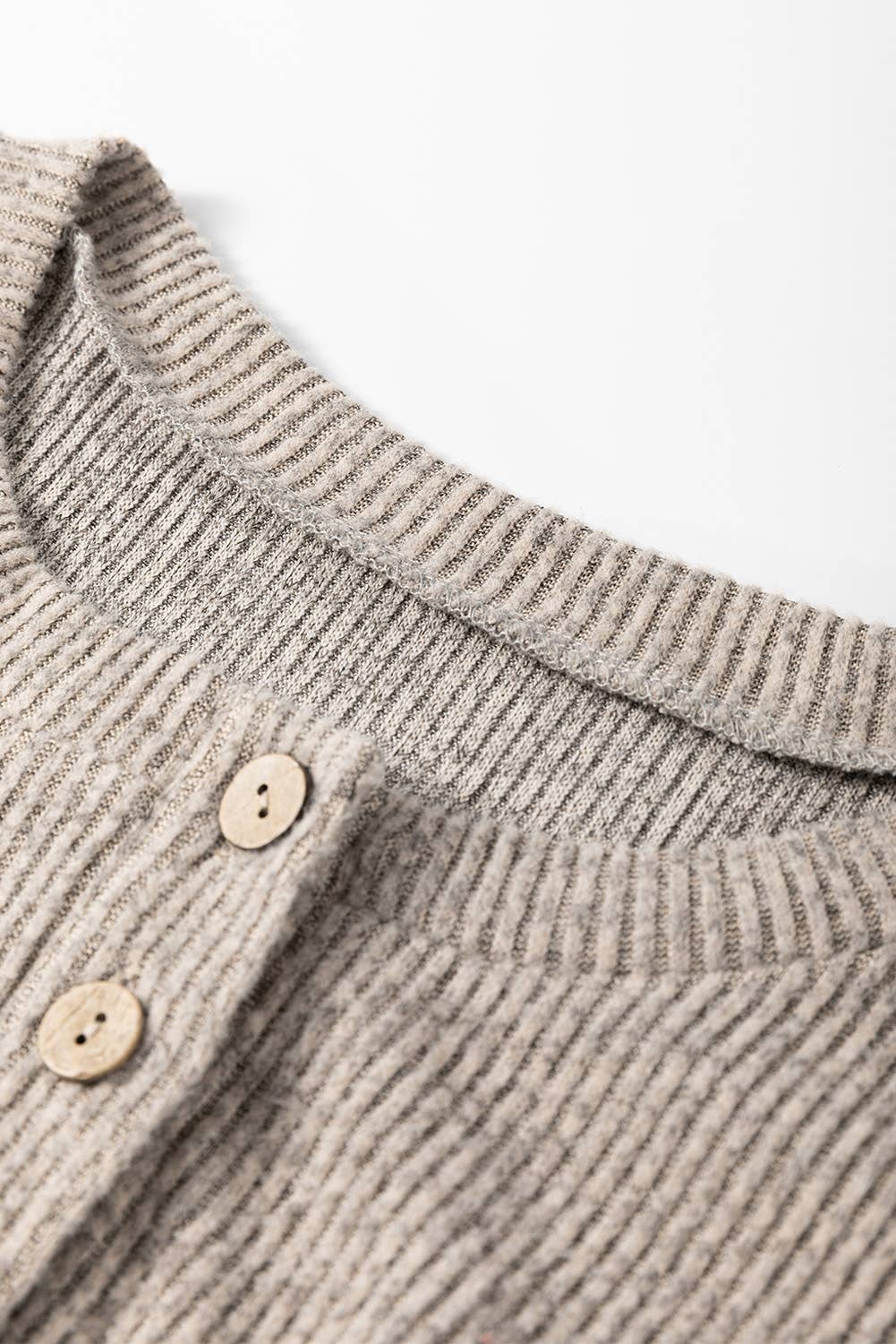 Ribbed Loose Fit Long Sleeve Top: Khaki