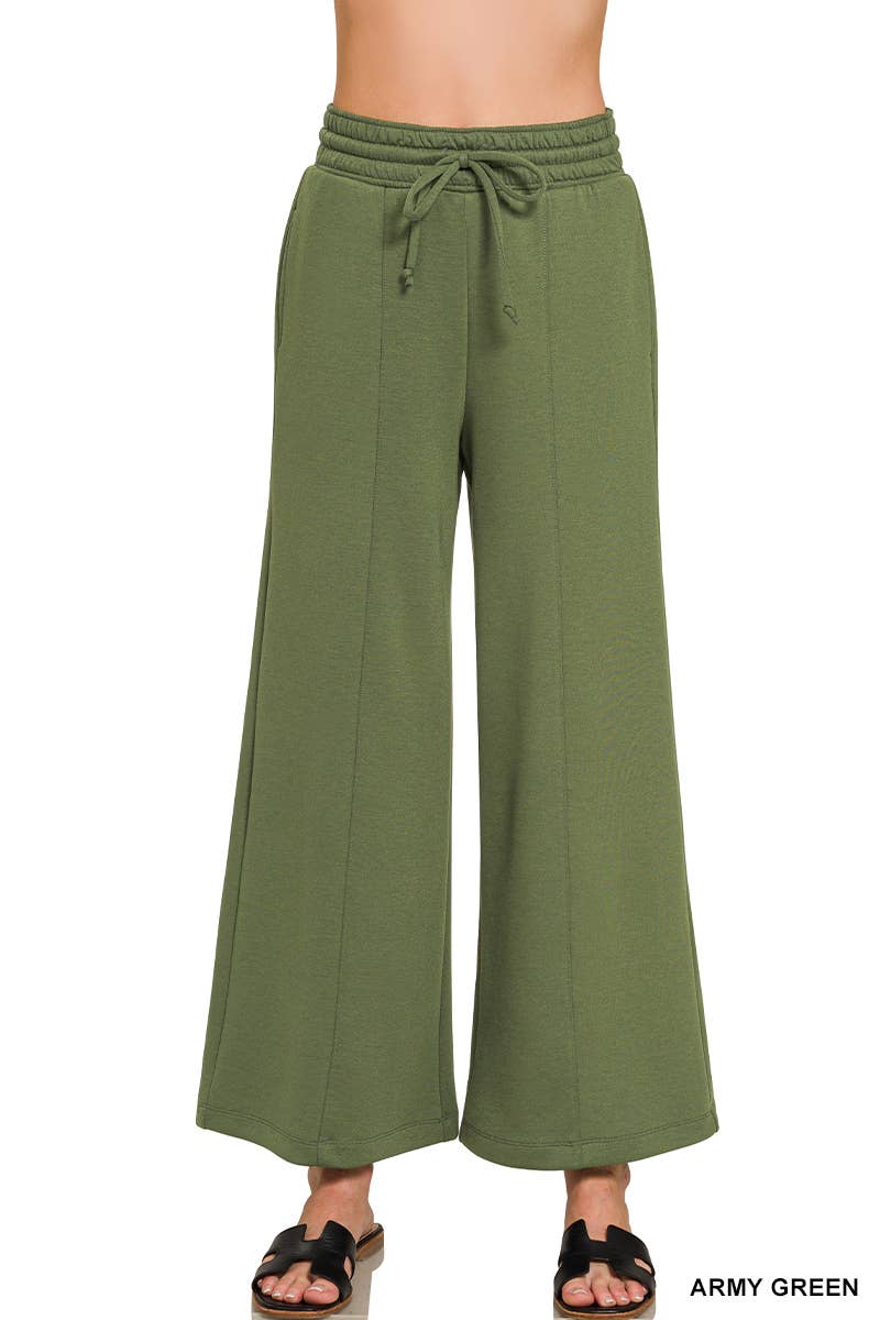 Scuba Drawstring Wide Leg Pants w/ Pockets