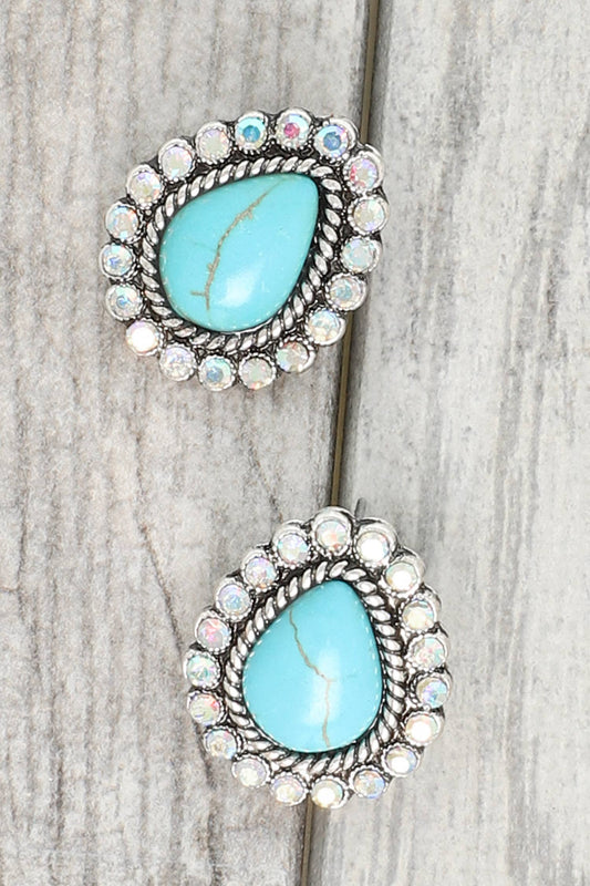 Western Navajo Turquoise Teardrop Earrings
