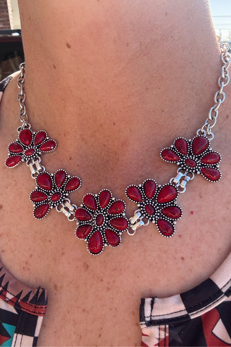 Ruby Flower Necklace