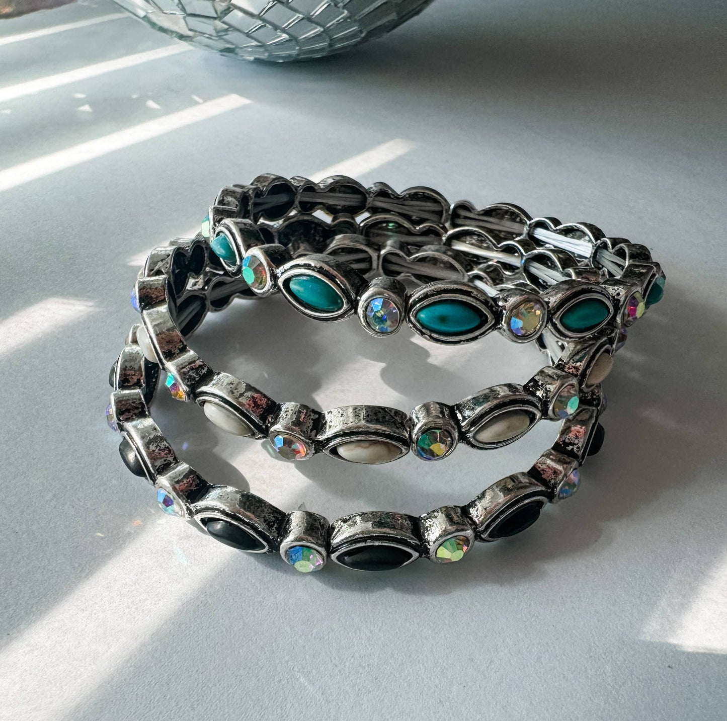 Western Style Stone Stretch Bracelet AB Stone 