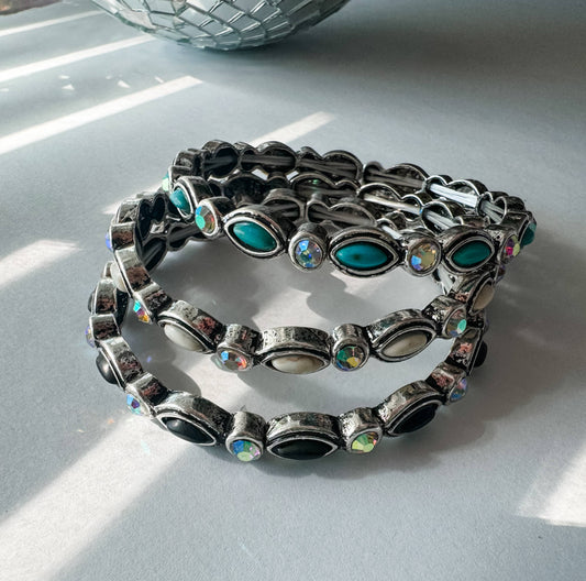 Western Style Stone Stretch Bracelet AB Stone 