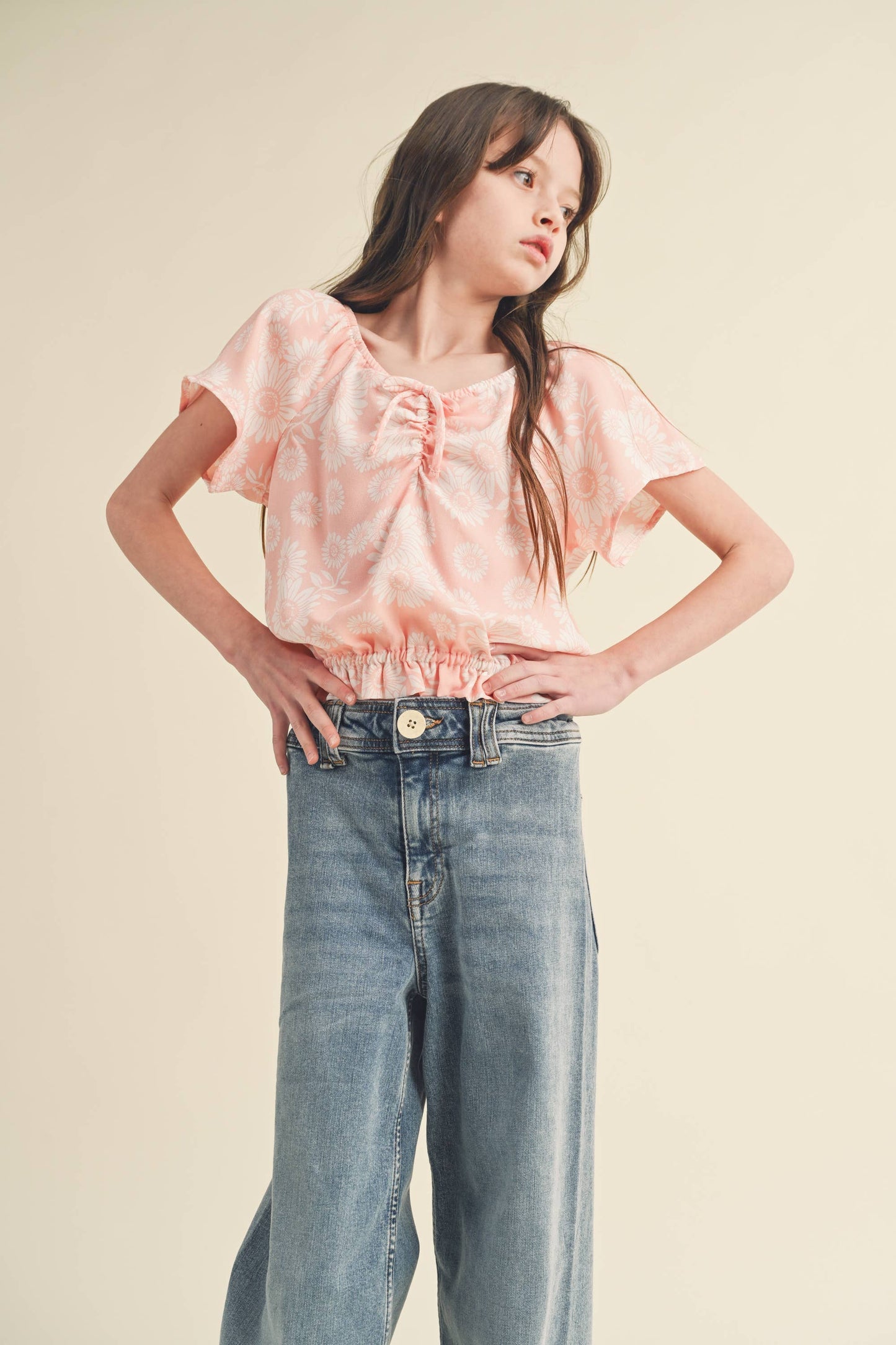 Tween Girl's  Cinched Front Top