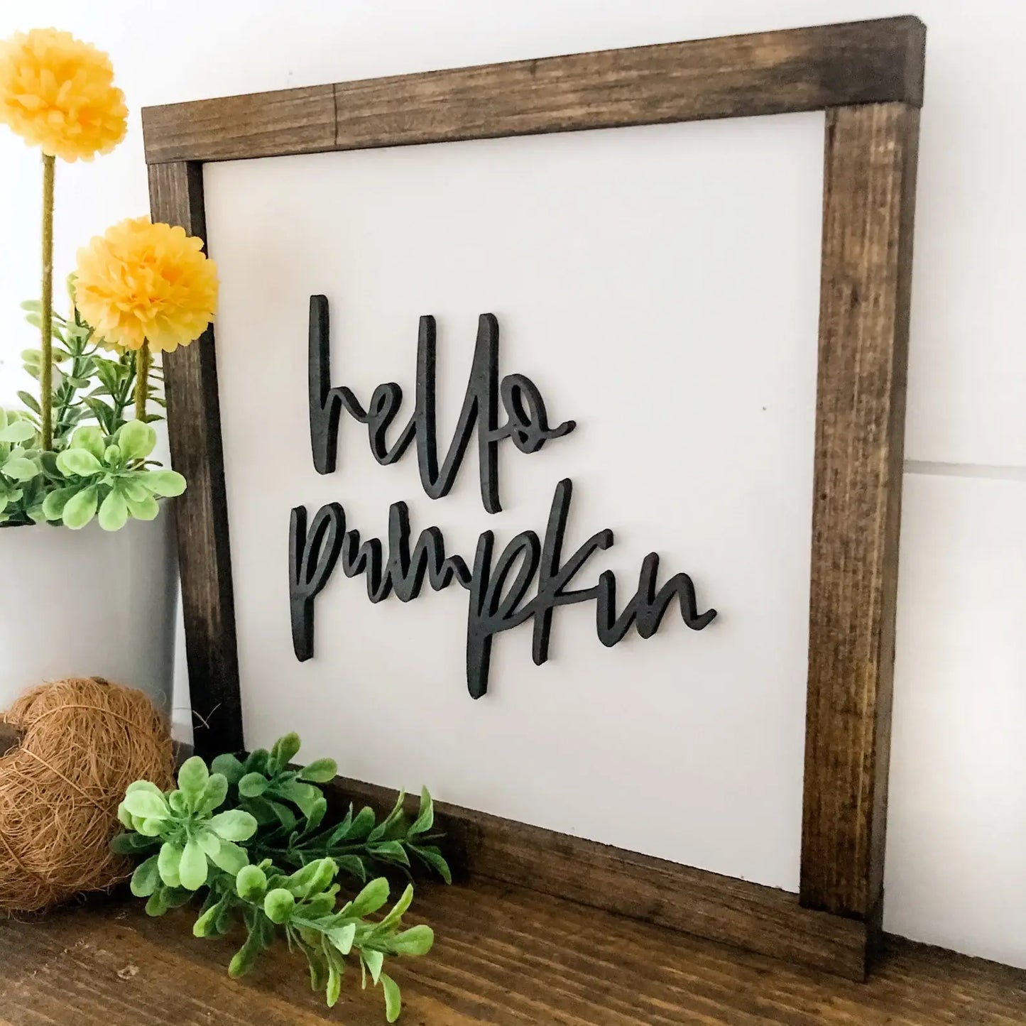 Handmade Wooden 'Hello Pumpkin' Laser Cut Sign