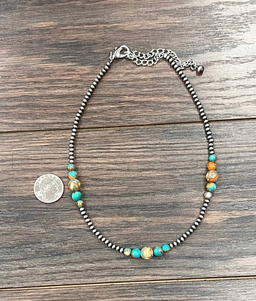 15" Navajo Clustered Gemstone Necklace