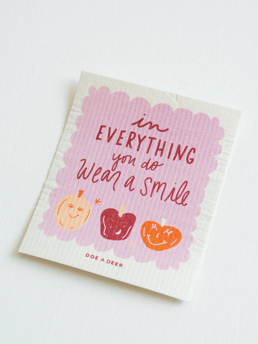 Wear a Smile Pumpkin Swedish Dishcloth | Fall, Halloween