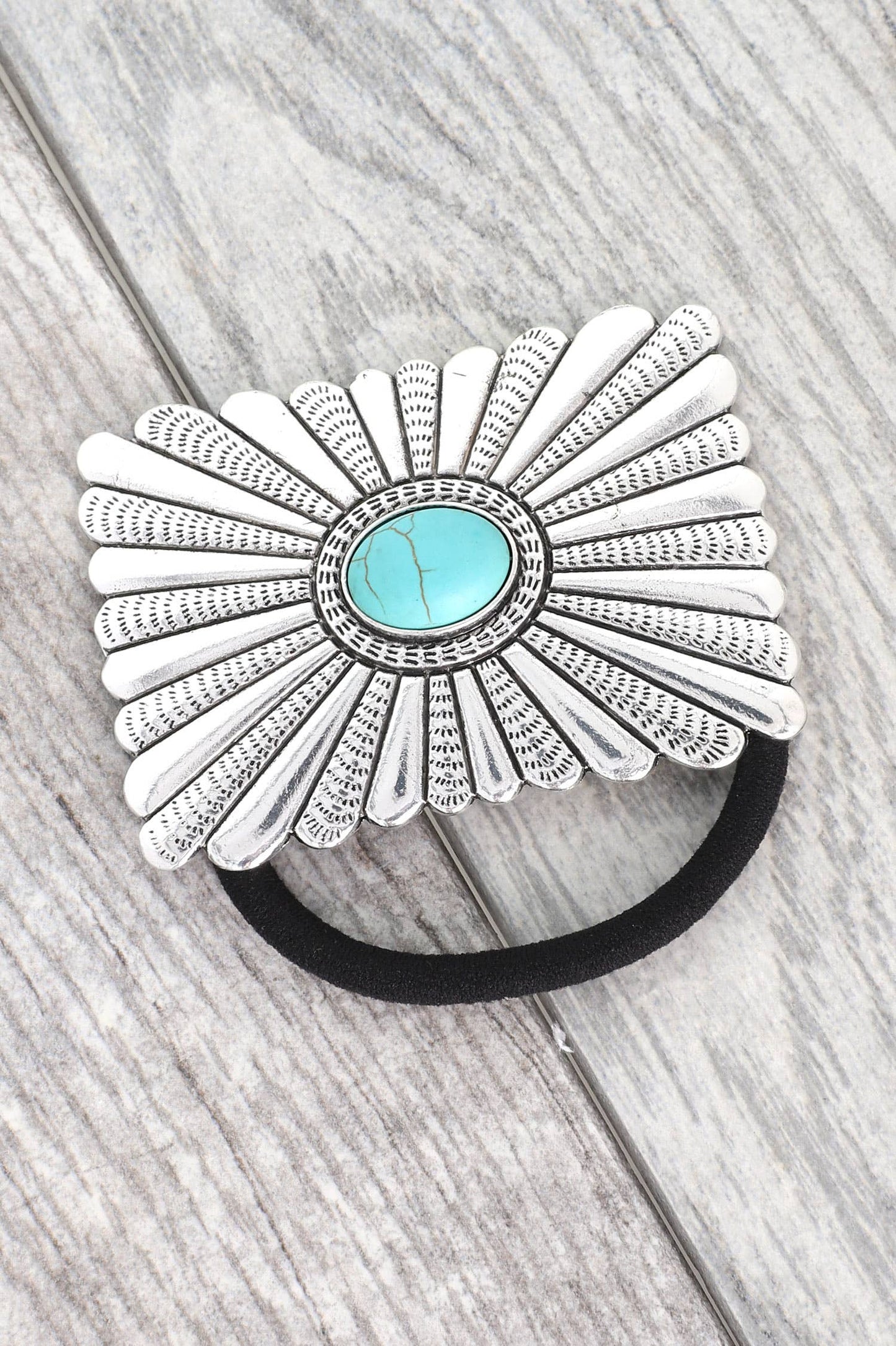 Western Turquoise Rectangular Concho Hair Tie