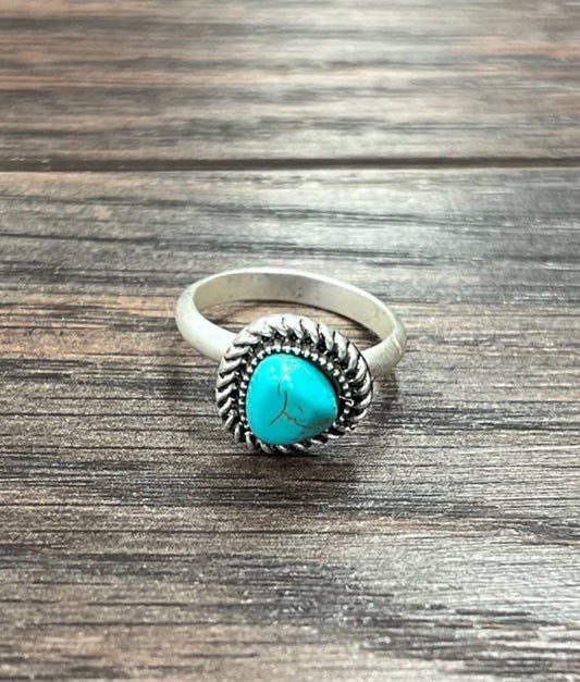 7mm Triangle Turquoise Adjustable Ring