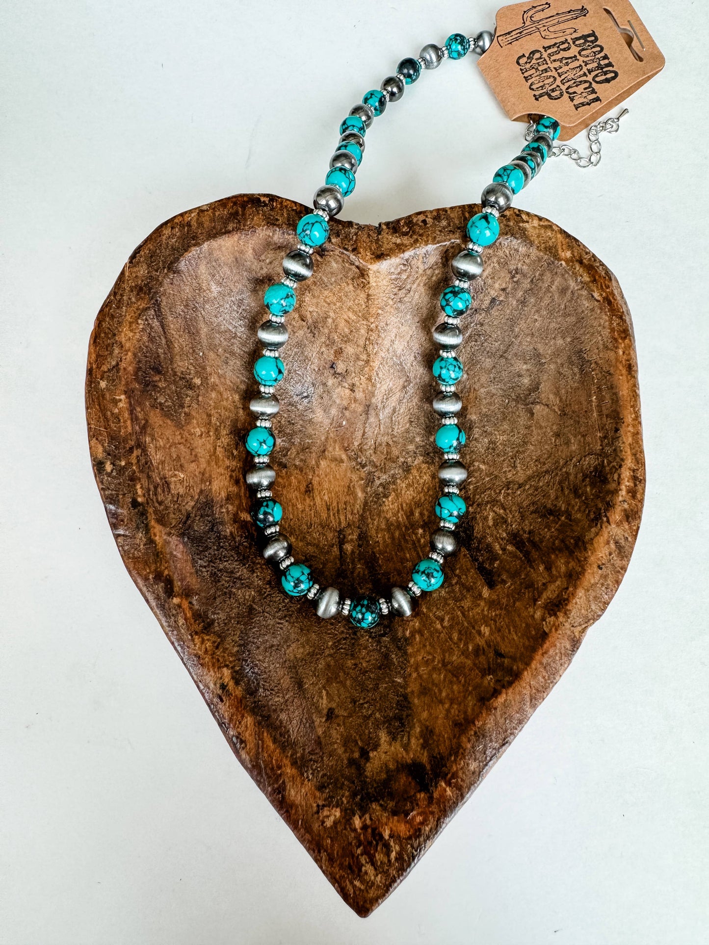 Western Navajo Style Pearl and Bead 18” Necklace