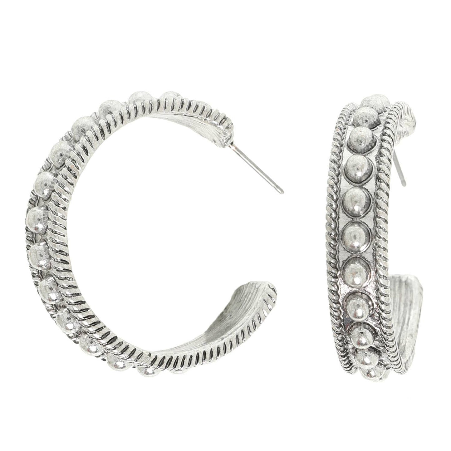Western Dome Ridged Hoop Earrings