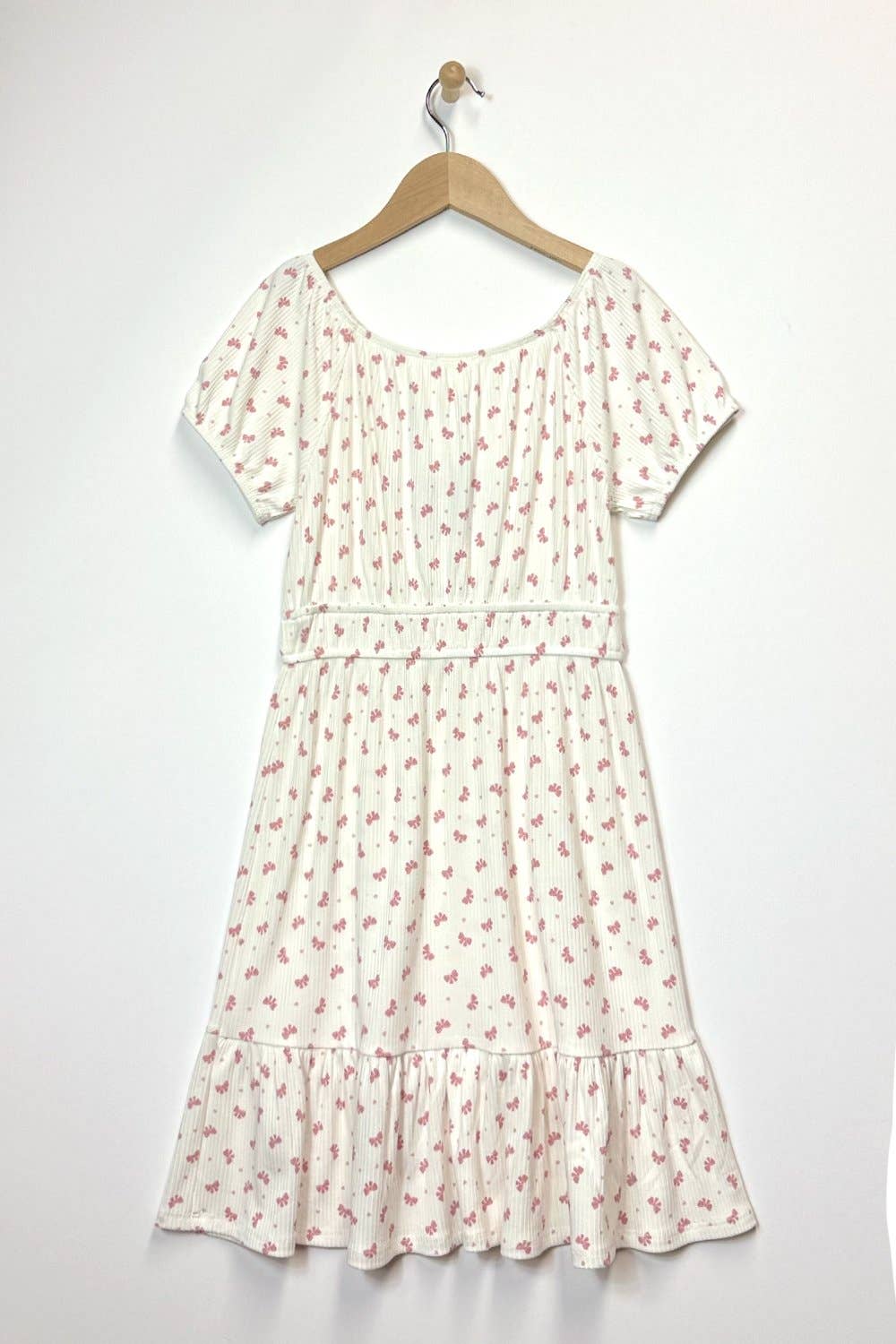 TWEEN KIDS GIRLS PUFF SLV SMOCK WAIST TIERED DRESS