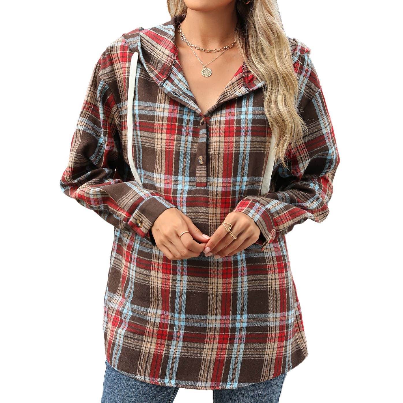 Hooded Flannel Top