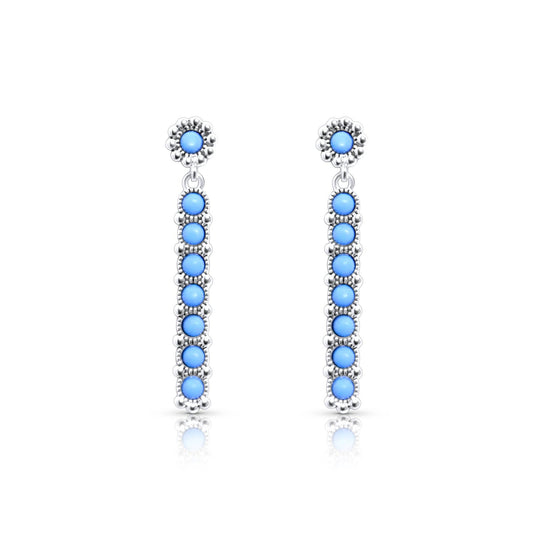 Western Genuine Kingman Turquoise Stone Bar Earring