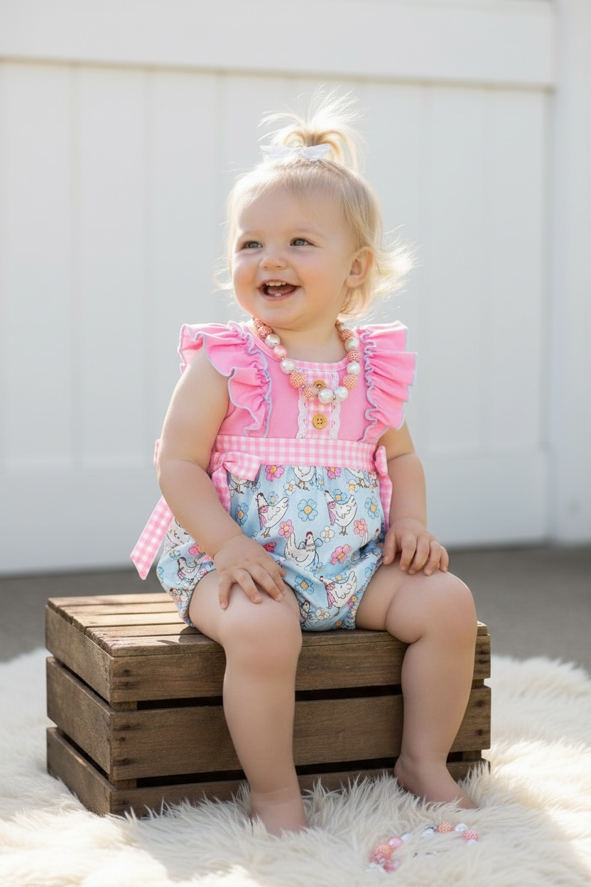 Chicken Print Romper