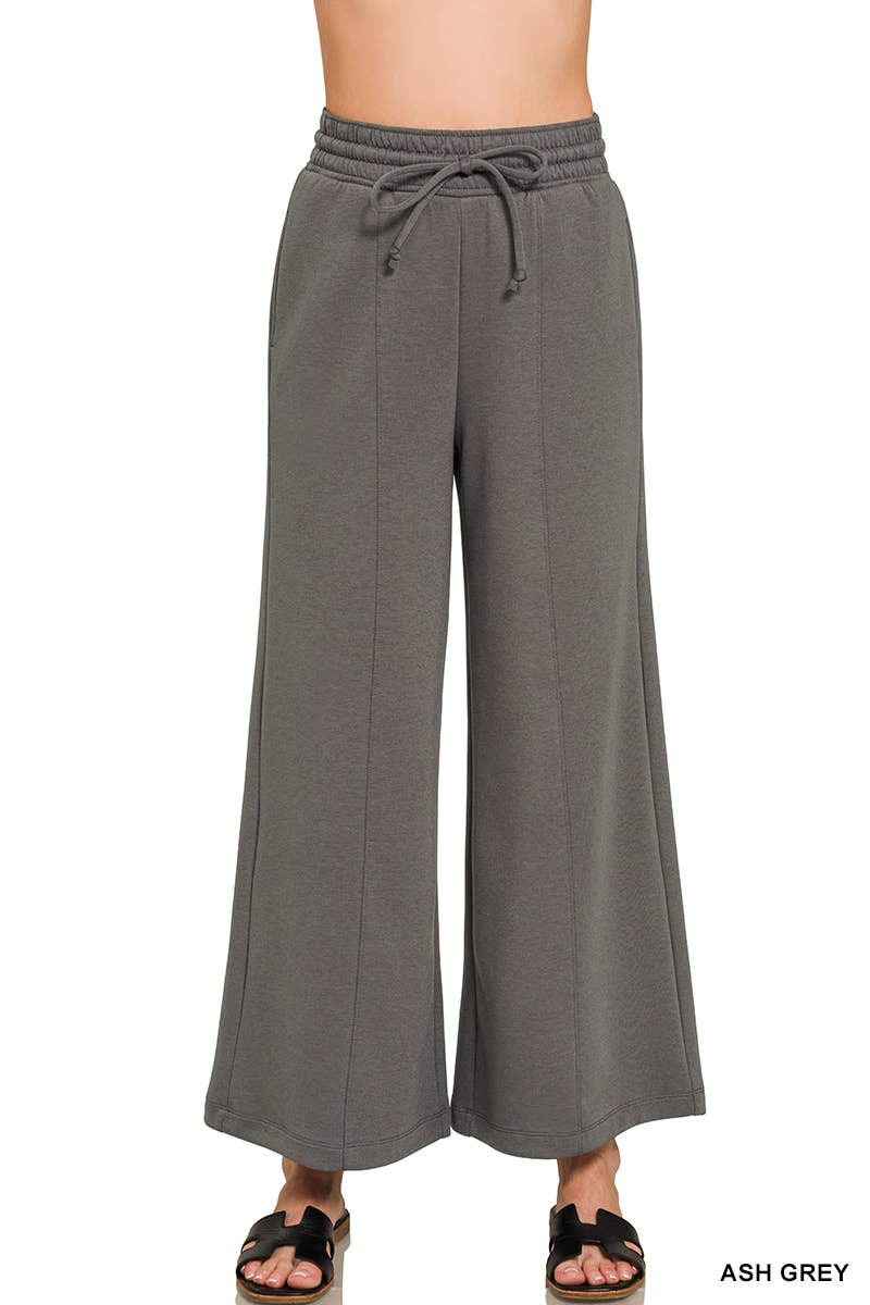 Scuba Drawstring Wide Leg Pants w/ Pockets