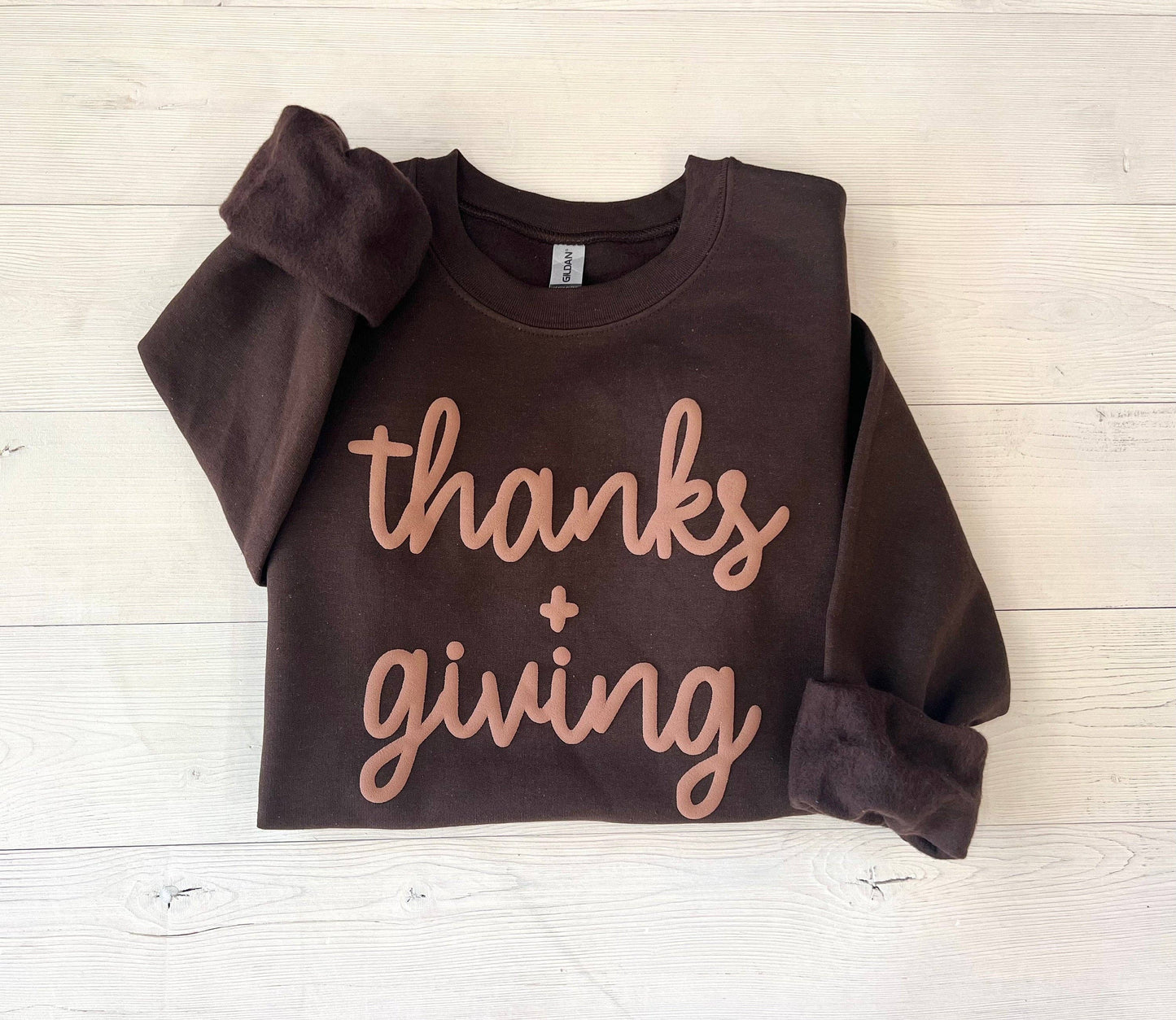 Embossed Thanks + Giving Crewneck Sweatshirt