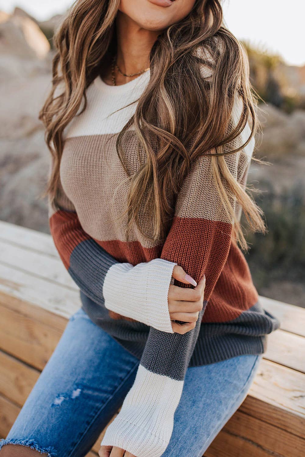 Chestnut Color Block Sweater