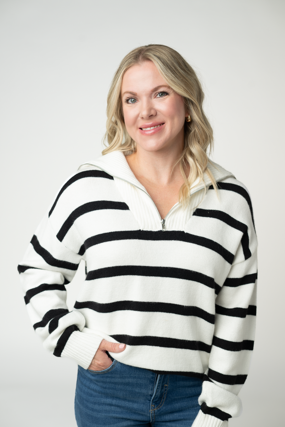 Quarter Zip Striped Pullover