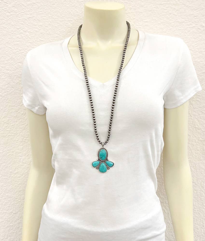 30" 6mm Navajo Turquoise Necklace