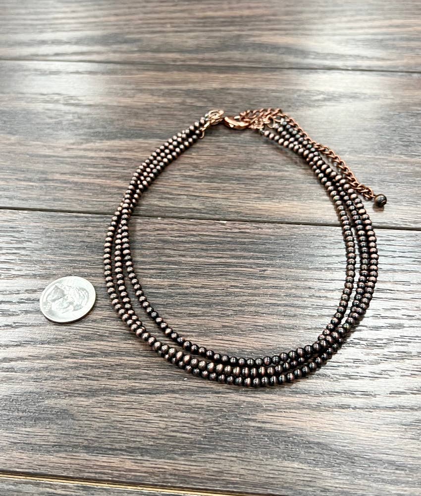 15" 4mm Copper Navajo Necklace