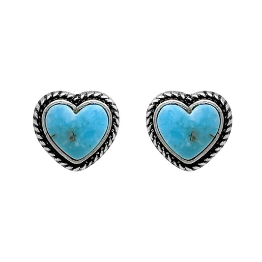 Western Navajo Turquoise Heart Earrings