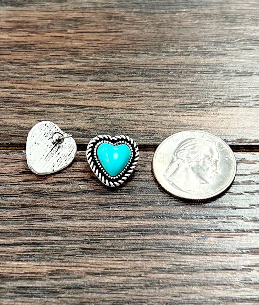 Heart Turquoise Stud Earrings