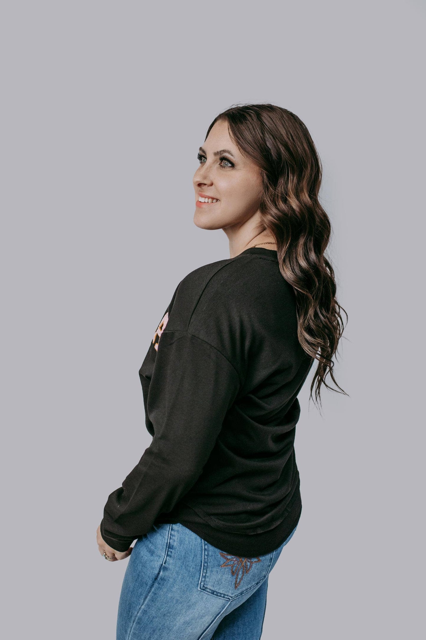 MAMA Chenille Sequins Embroidery Sweatshirt
