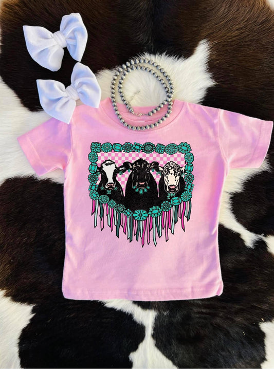Girl's Turquoise and cows