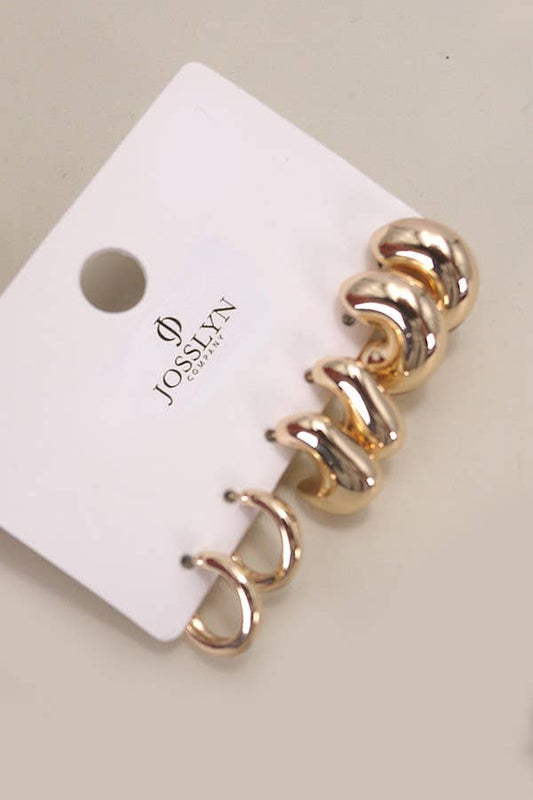 BUBBLE HOOP TRIO EARRINGS