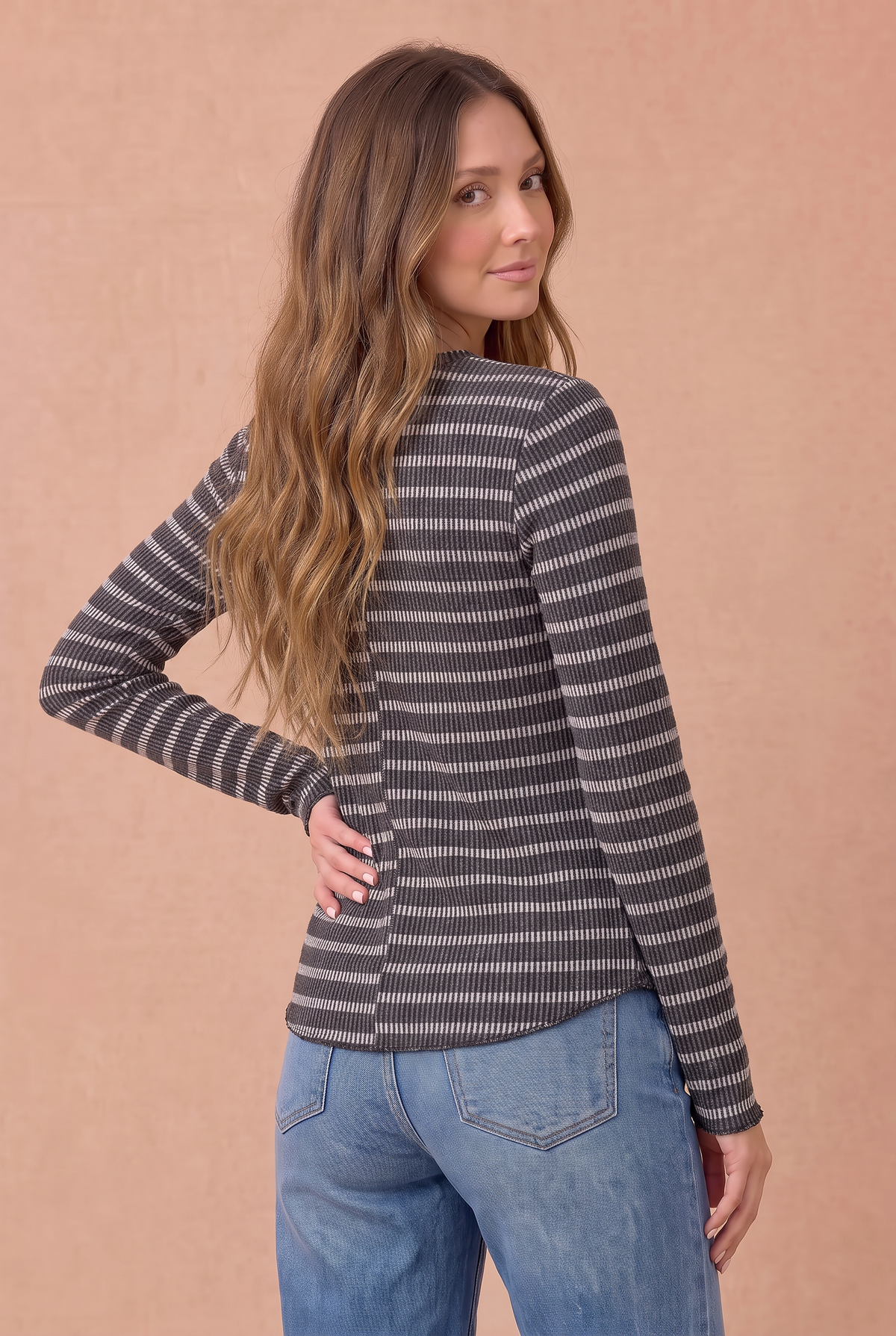Striped Ribbed Knit Top