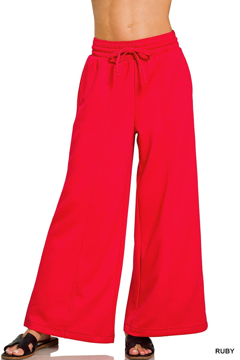 Scuba Drawstring Wide Leg Pants w/ Pockets