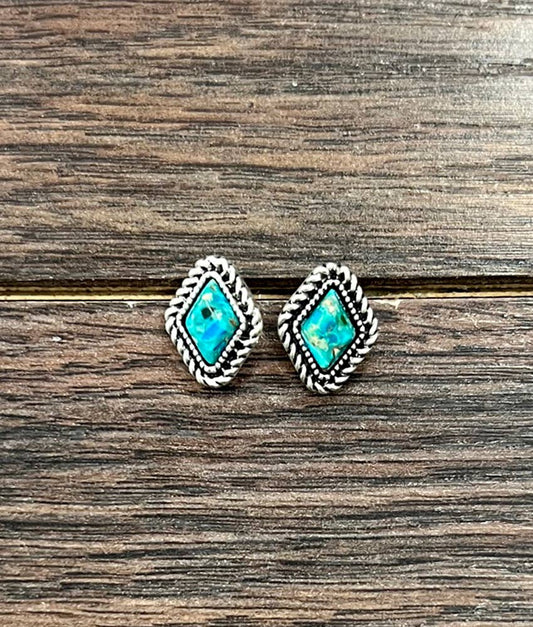 Diamond Gemstone Stud Earrings