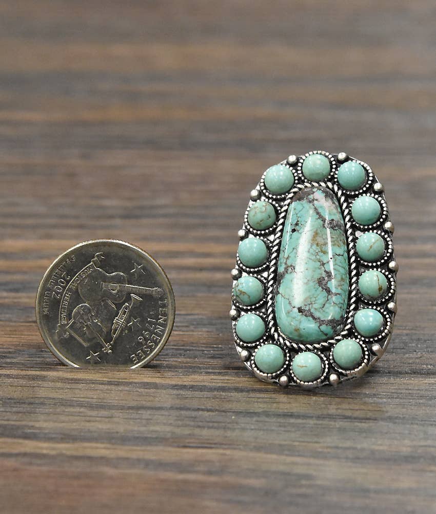 750151, Big Navajo Turquoise Adjustable Ring
