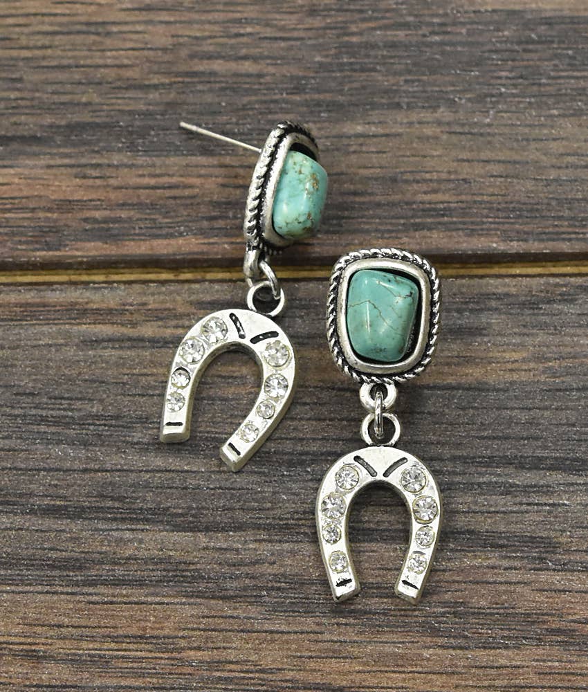 Horseshoe Crystal Post Earrings