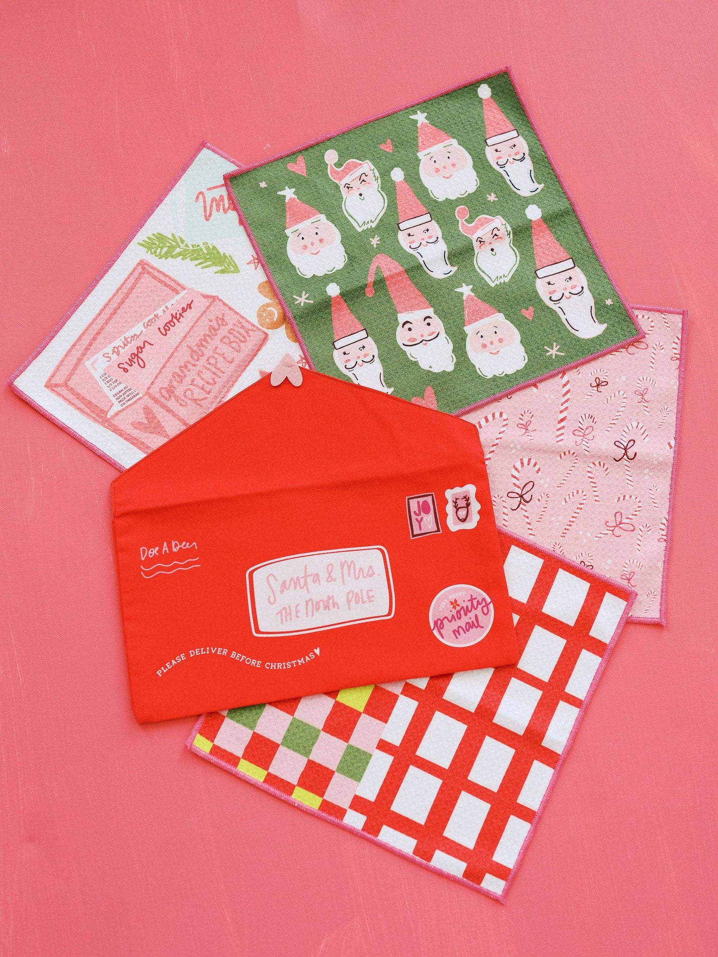 Letters to Santa Waffle Cloths - Set of 4